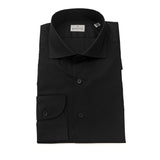 Elegant Slim Fit Black Shirt avec le col français