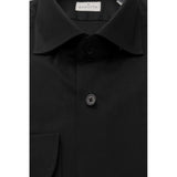 Elegante camicia nera in forma slim con colletto francese