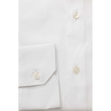 Elegant White Cotton French Collar Shirt