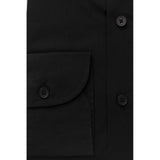 Elegant Slim Fit Black Shirt avec le col français