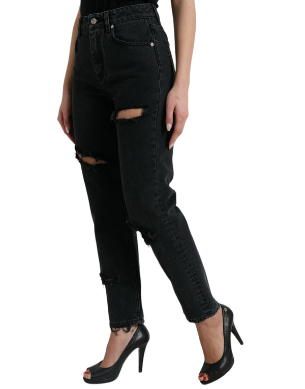 Elegante schwarze Stretchjeans mit hoher Taisten