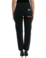 Elegante schwarze Stretchjeans mit hoher Taisten