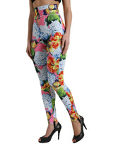 Exquisite Blumenhoch -Leggings mit hoher Taille