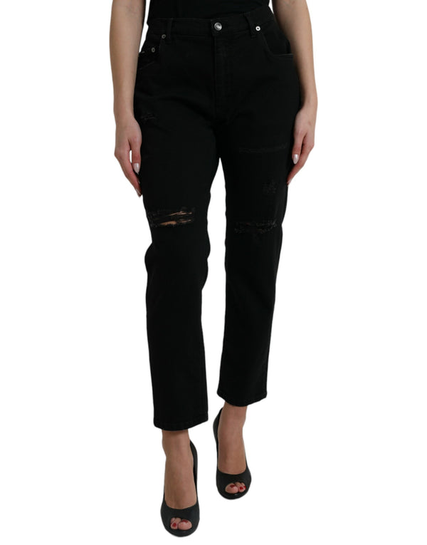 Elegante schwarze Stretchjeans mit hoher Taille