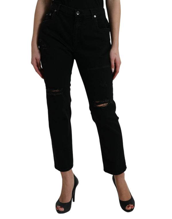 Elegant High Waist Black Stretch Jeans