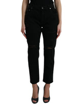 Elegant High Waist Black Stretch Jeans