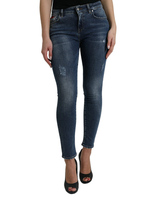 Elegante mittlere Taille Stretch Jeans in Blau