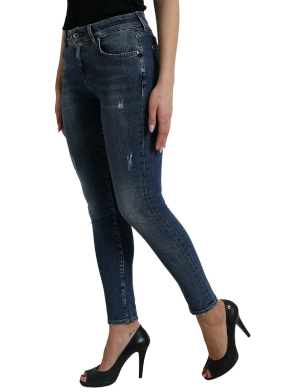 Elegante mittlere Taille Stretch Jeans in Blau