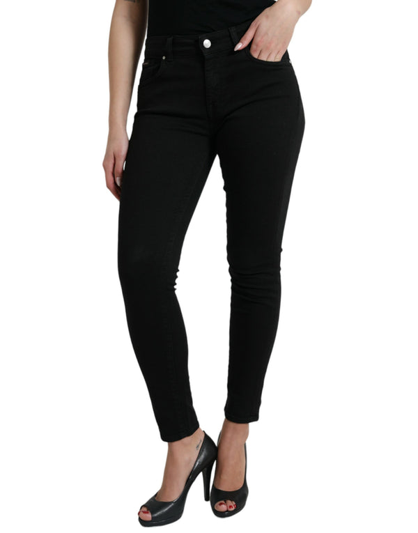 Chic Black Mid-Taist Stretch Jeans