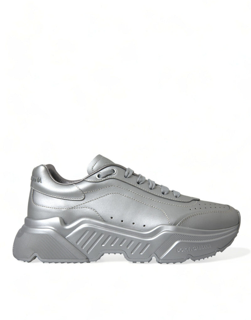 Eleganti sneaker in pelle di vitello argento