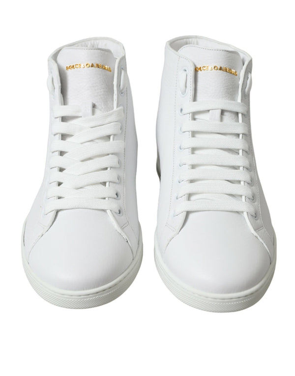 Eleganti sneaker in pelle bianca alta