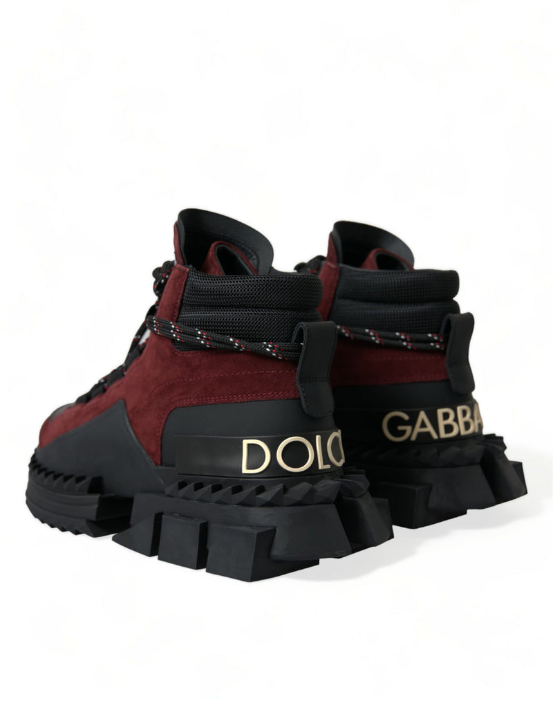 Sneaker top in pelle bordeaux