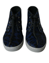 Chic Blue Leopard Print Mid-Top baskets