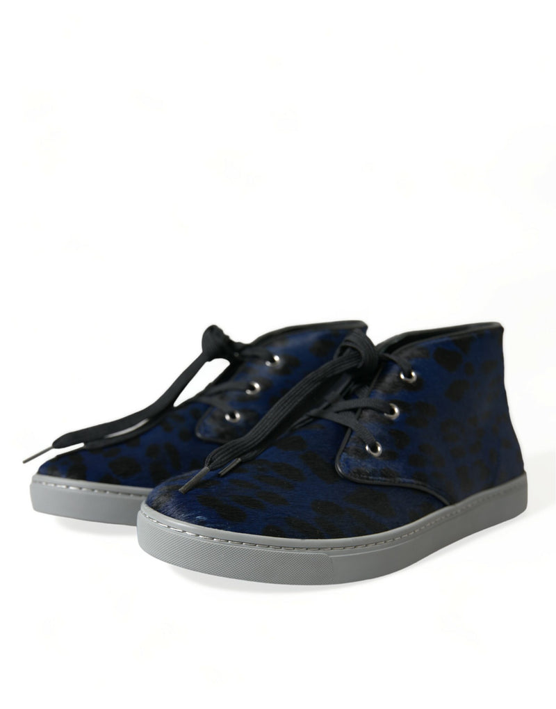 Chic Blue Leopard Print Mid-Top baskets