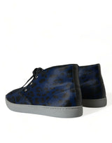 Chic Blue Leopard Print Mid-Top baskets