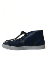 Chic Blue Leopard Print Mid-Top baskets