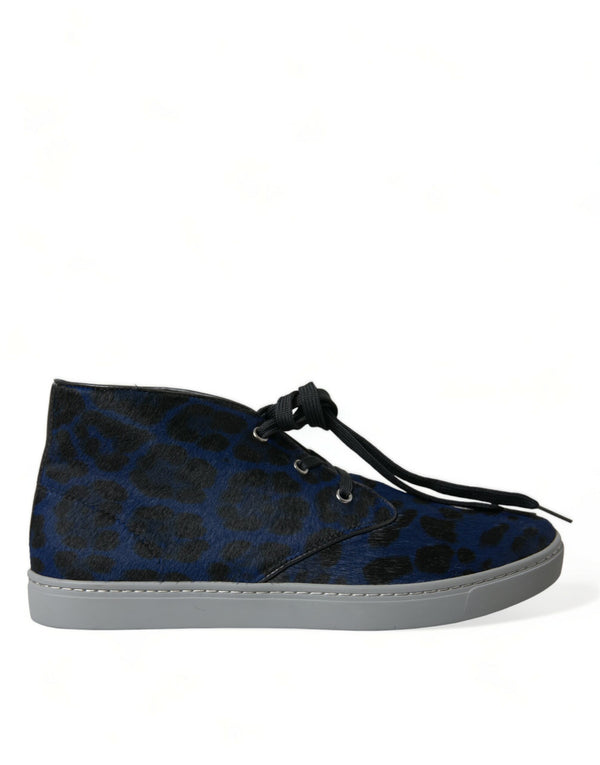 Chic Blue Leopard Print Mid-Top baskets