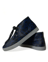 Chic Blue Leopard Print Mid-Top baskets