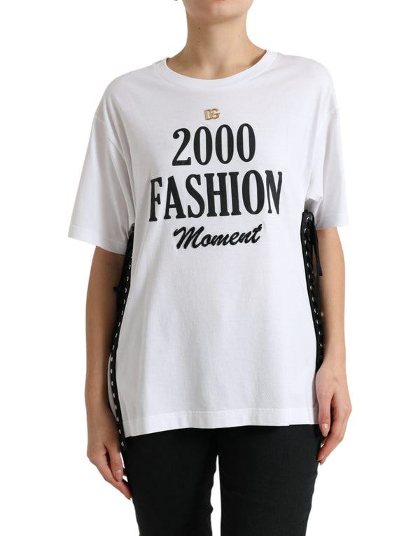 Elegant White Lace-Up Cotton Tee