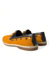 Mocassins exclusifs en toile orange avec crampons