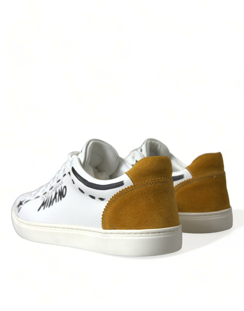 Schlanke weiße Low -Top -Leder -Sneakers