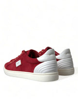 Elegant Red & White Low Top Sneakers