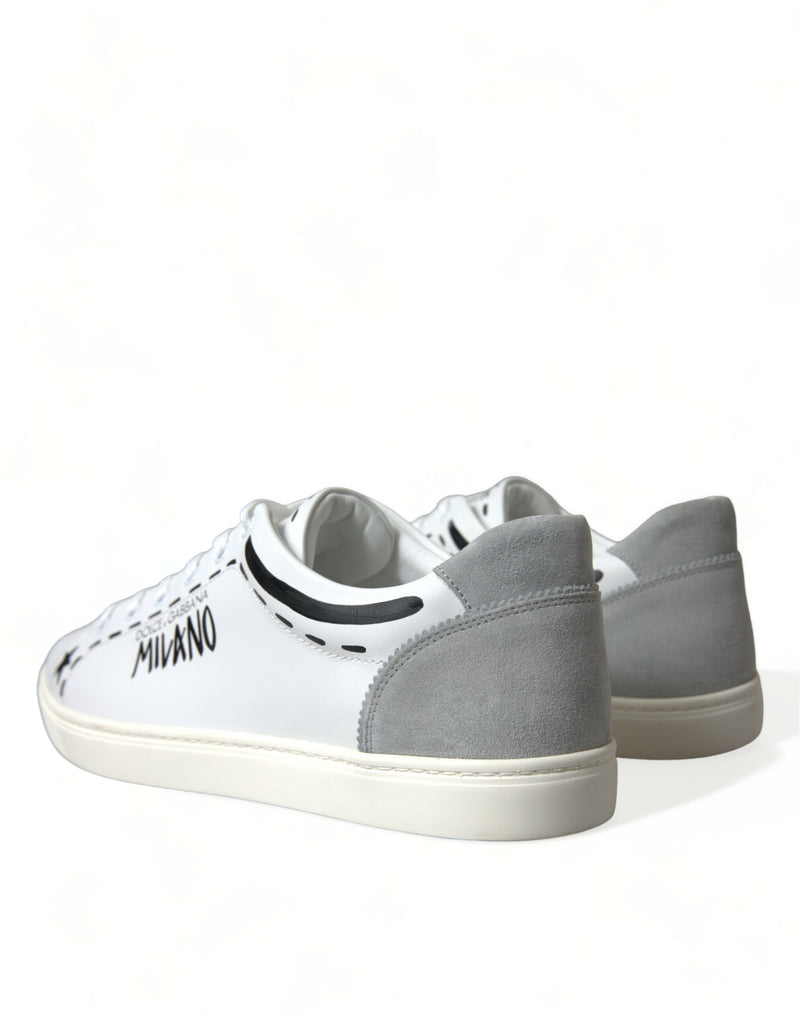 Elegant White Calfskin Leather Sneakers