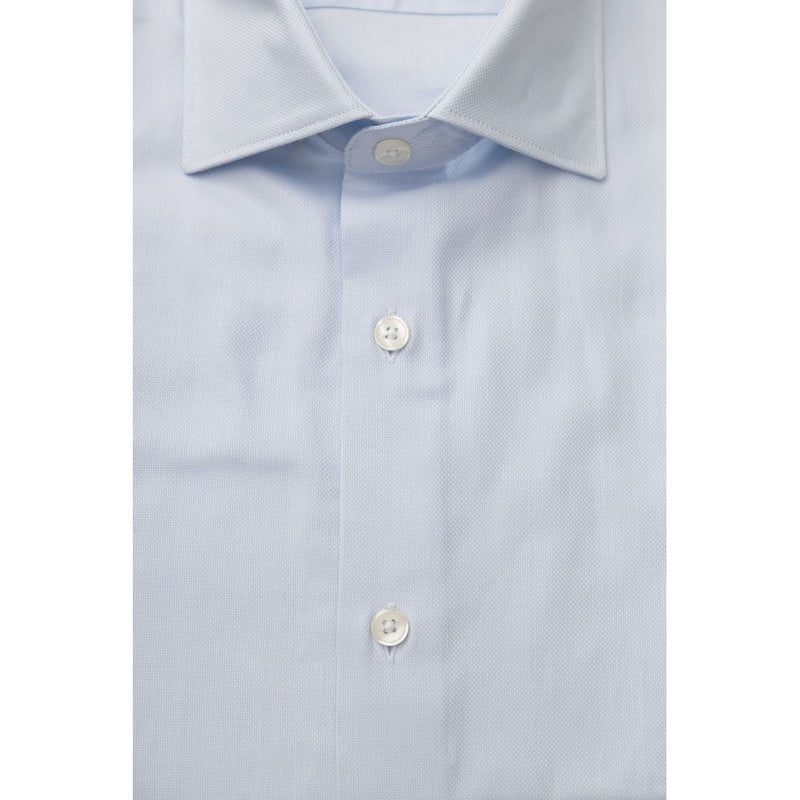 Elegante camicia di cotone azzurro per uomini