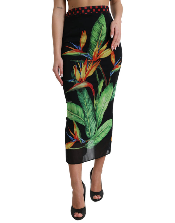 Floral High Waist Silk Midi Midi