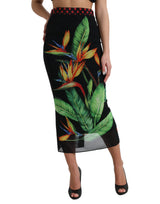 Floral High Waist Silk Midi Midi