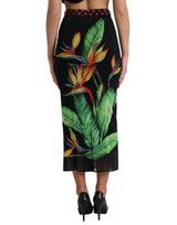 Floral High Waist Silk Midi Midi