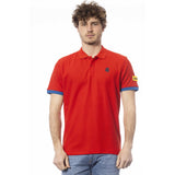 Chic Red Cotton Polo mit Brustlogo