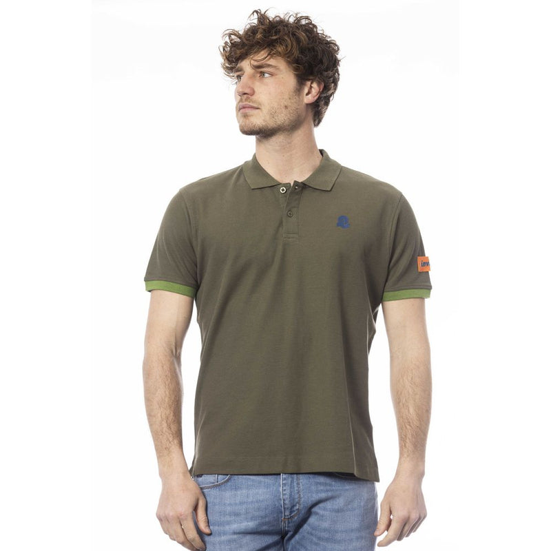 Elegante polo di cotone verde con dettaglio emblema