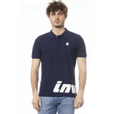 Polo di cotone blu elegante con logo toracico