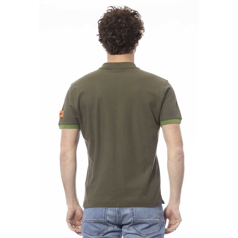 Elegante polo di cotone verde con dettaglio emblema