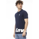 Polo di cotone blu elegante con logo toracico