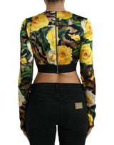 Elegante blusa de blusa floral recortada