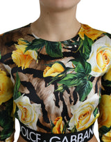 Elegante blusa de blusa floral recortada