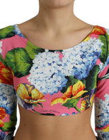 Elegancia floral blusa corta