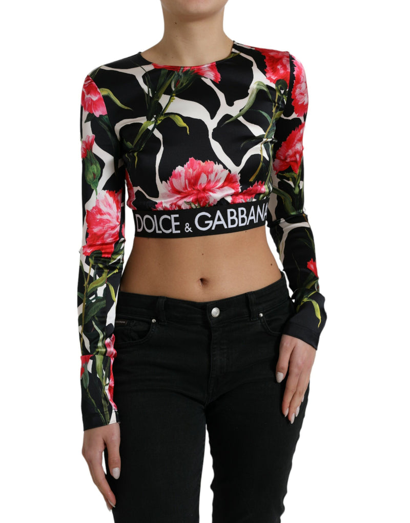 Elegante blusa de blusa floral recortada