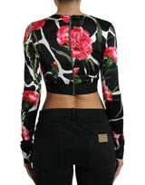 Elegant Floral Cropped Blouse Top