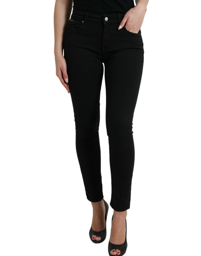 Elegante schwarze Stretchjeans mit mittlerer Mitte