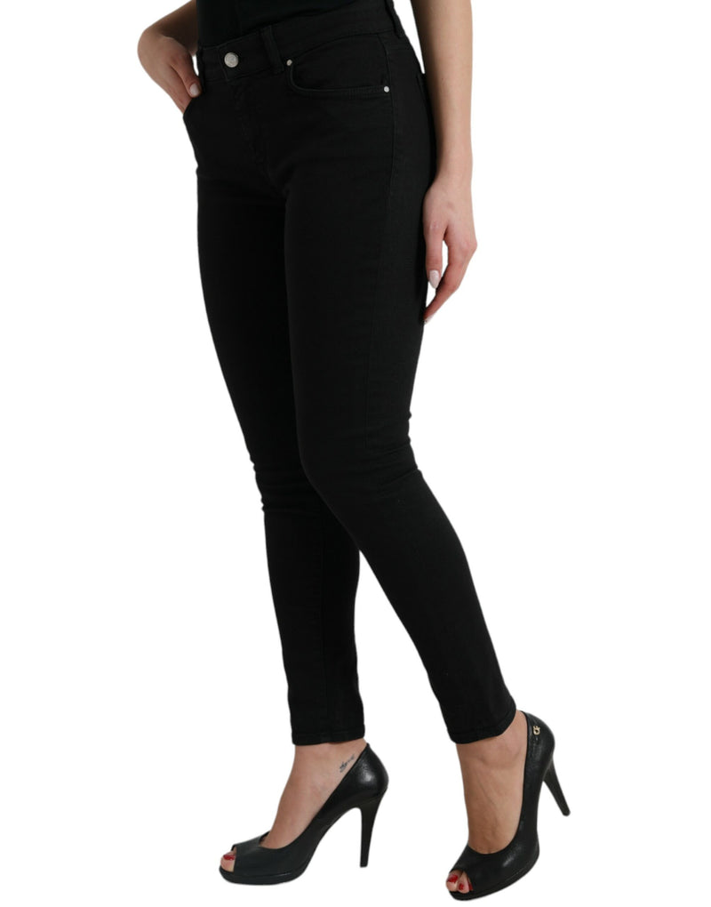 Elegante schwarze Stretchjeans mit mittlerer Mitte