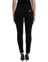 Elegante schwarze Stretchjeans mit mittlerer Mitte