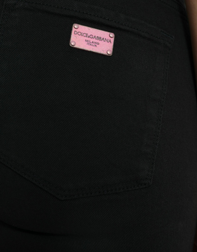 Elegante schwarze Stretchjeans mit mittlerer Mitte