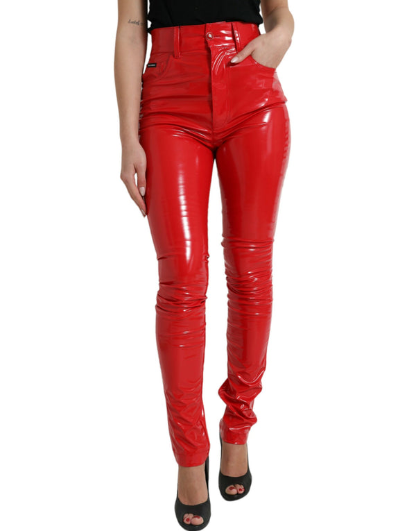 Pantalon skinny rouge taille haute - élégant et chic