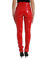 Pantalon skinny rouge taille haute - élégant et chic