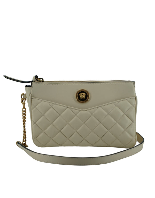 Eleganter weißer Lammleder -Crossbody -Beutel