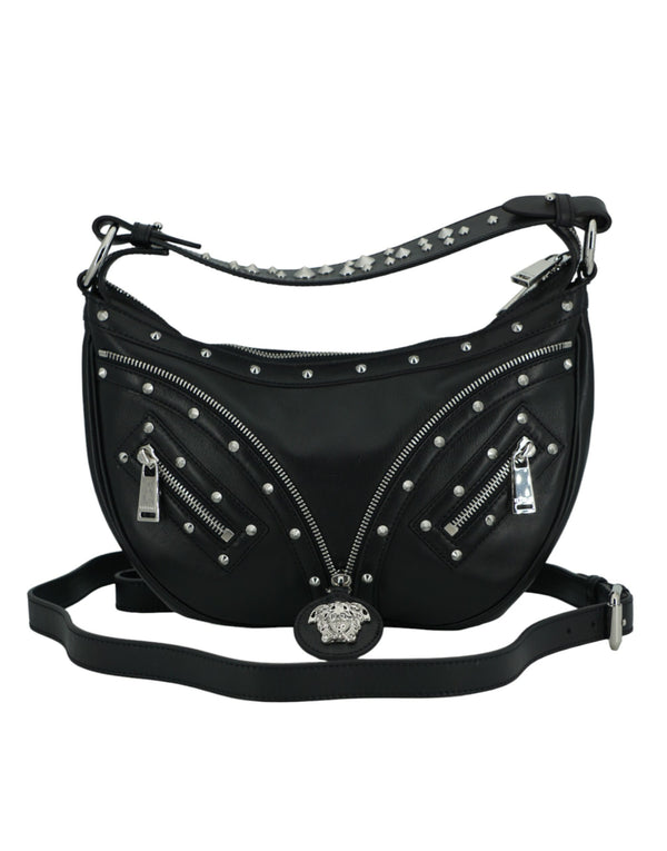 Elegante bolso de hombro de cuero negro de cuero