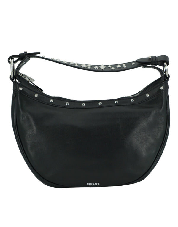 Elegante bolso de hombro de cuero negro de cuero